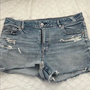 American Eagle Outfitters Light Blue Distressed Jean Shorts